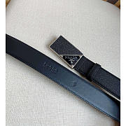 Prada Saffiano Leather Belt With Triangle Logo Black 3.3cm - 3