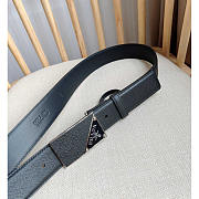 Prada Saffiano Leather Belt With Triangle Logo Black 3.3cm - 2