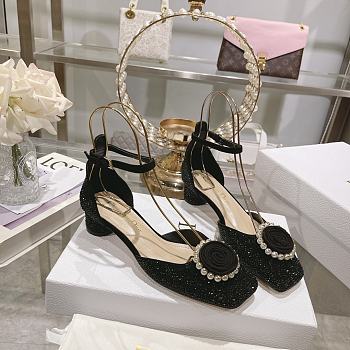 Dior Rose Pump Black Suede Calfskin With Strass 3.5cm