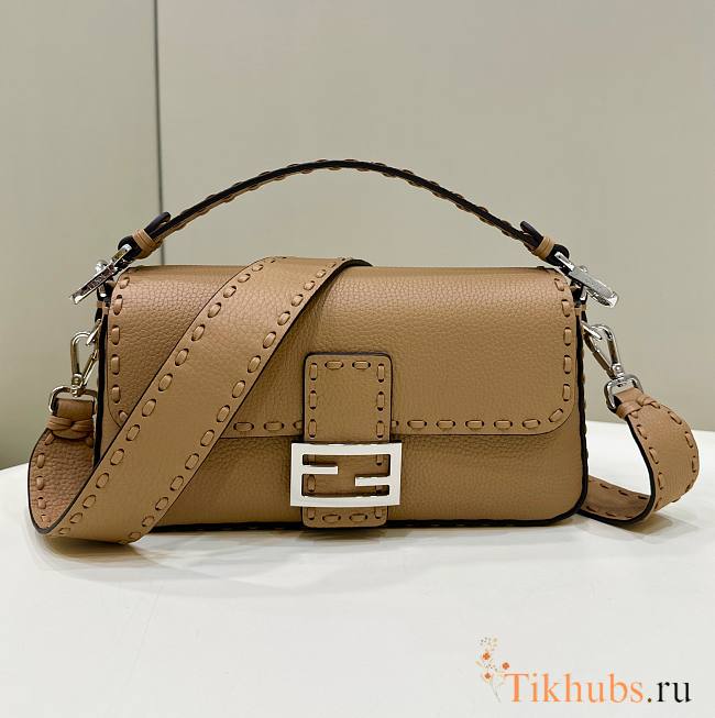 Fendi Baguette Camellia Selleria Bag Beige 27x15x6cm - 1