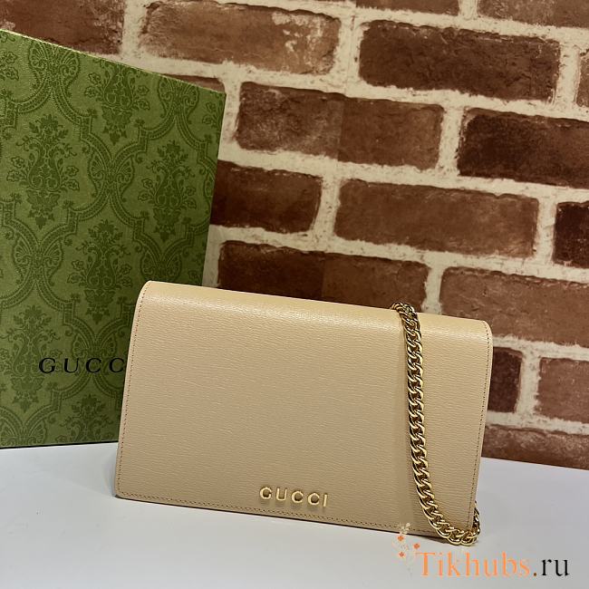 Gucci Chain Wallet With Gucci Script Beige 20x12.5x4cm - 1