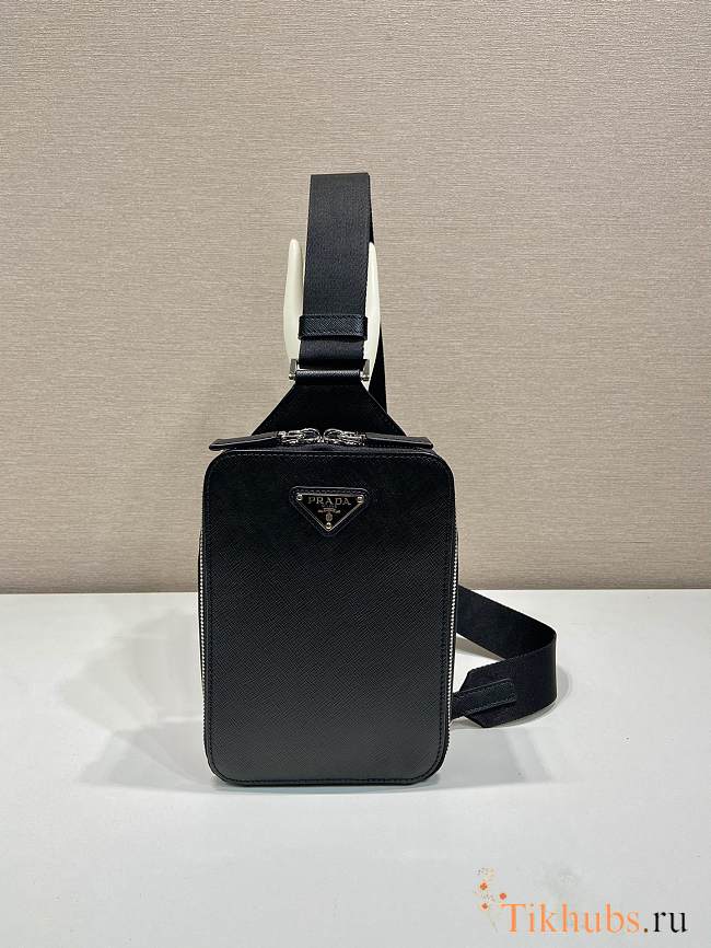 Prada Brique Saffiano Leather Bag Black 20x14x4cm - 1