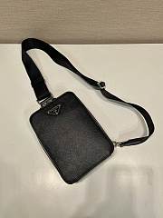 Prada Brique Saffiano Leather Bag Black 20x14x4cm - 5