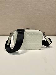 Prada Brique Brushed Leather Bag With Triangle Motif White 19x12x5cm - 5