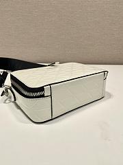 Prada Brique Brushed Leather Bag With Triangle Motif White 19x12x5cm - 3