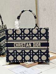 Dior Medium Book Tote Beige and Blue Macrocannage 36cm - 1