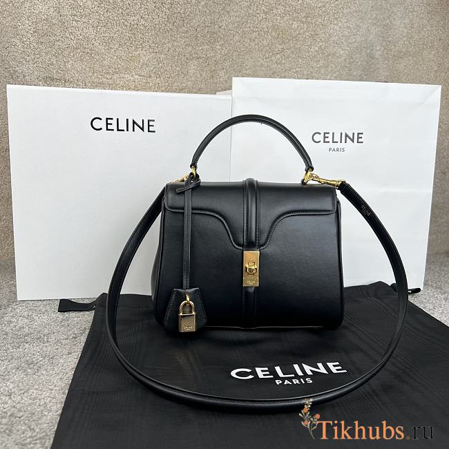 Celine Small 16 Bag Calfskin Black 23x19x10.5cm - 1