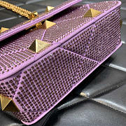 Valentino Small Garavani Roman Stud Rhinestone Shoulder Bag Purple 19x13x6cm - 5