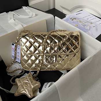 Chanel Flap Bag & Star Coin Purse Mirror Gold 24x15.5x7.5cm