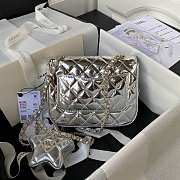 Chanel Mini Flap Bag & Star Coin Purse Mirror Silver 20x15x6.5cm - 2