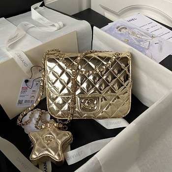 Chanel Mini Flap Bag & Star Coin Purse Mirror Gold 20x15x6.5cm