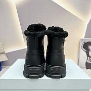 Prada Shearling-trimmed Leather Ankle Boots Black - 5