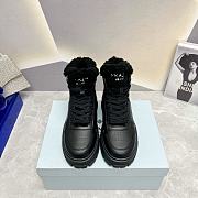 Prada Shearling-trimmed Leather Ankle Boots Black - 4