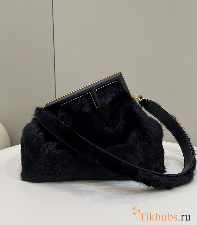 Fendi First Black Shearling Bag 32.5x15x23.5cm - 1