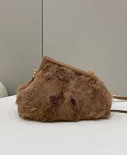 Fendi Small First Brown Shearling Bag 26x9.5x18cm - 2