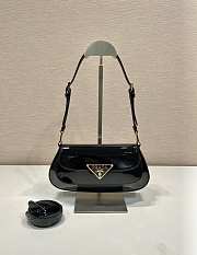 Prada Brushed Patent Shoulder Bag Black 24x11x4cm - 1