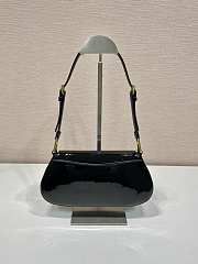 Prada Brushed Patent Shoulder Bag Black 24x11x4cm - 5