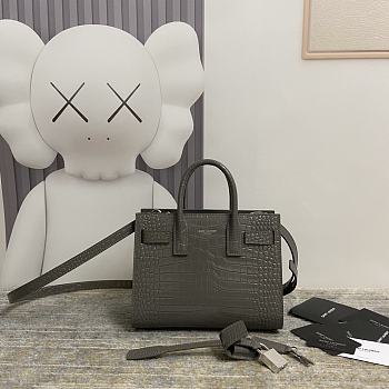 YSL Sac De Jour Grey Crocodile Bag 22cm