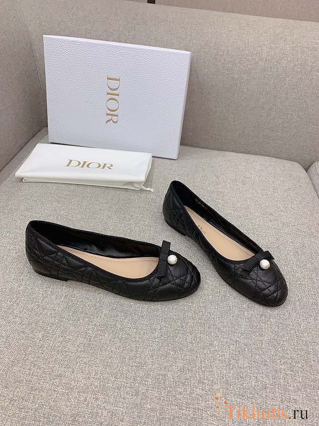 Dior Ballet Flat Black Quilted Cannage Calfskin - 1