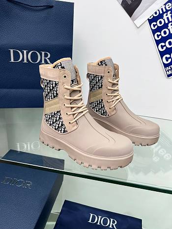 Dior Lace Up Garden Jacquard Beige Black Boot