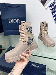 Dior Lace Up Garden Jacquard Beige Black Boot - 5