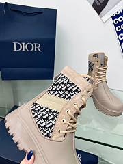 Dior Lace Up Garden Jacquard Beige Black Boot - 4