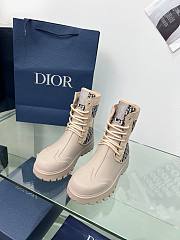 Dior Lace Up Garden Jacquard Beige Black Boot - 3