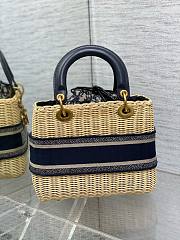 Dior Lady Bag Natural Wicker and Blue 24 x 20 x 11 cm - 6