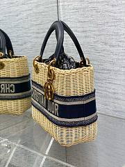 Dior Lady Bag Natural Wicker and Blue 24 x 20 x 11 cm - 3