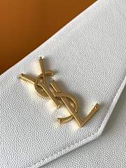 YSL Uptown Medium Leather Clutch White 27x16x2cm - 5