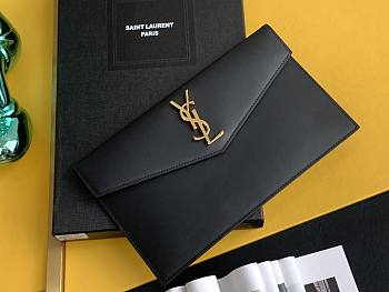 YSL Uptown Medium Leather Clutch Black 27x16x2cm