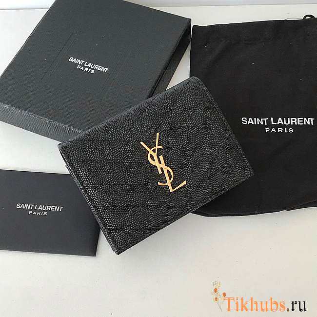 YSL Wallet Cassandre Black Gold 11x8.5x3cm - 1