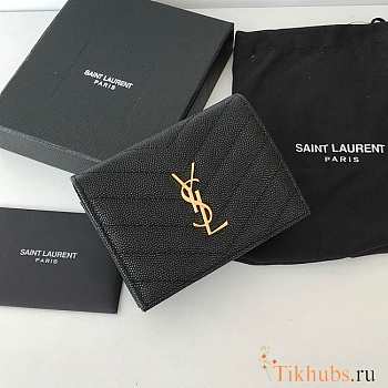 YSL Wallet Cassandre Black Gold 11x8.5x3cm