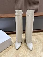 Givenchy Shark Lock Leather Knee-high White Boots - 2