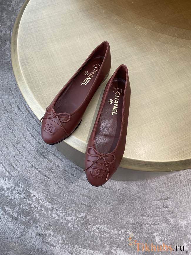 Chanel Ballerina Flat Red Wine - 1