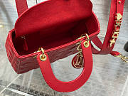 Dior Small Lady Bag Red and Red Hardware 20cm - 2