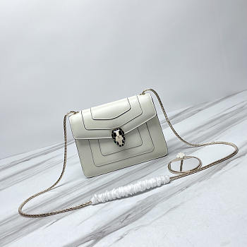 Bvlgari Serpenti Leather Crossbody Bag White 20x14x4.5cm