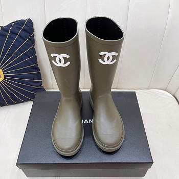 Chanel Rubber Rain Boots Dark Beige