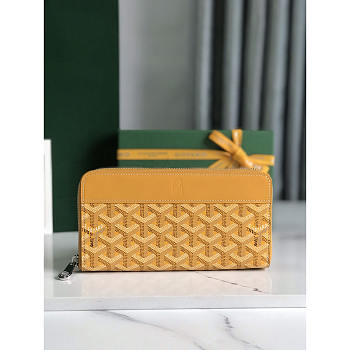 Goyard Goyardine Matignon Zip Around GM Wallet Yellow 20x11x2.3cm