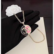 Chanel Pendant Necklace Metal Gold Black And Pink - 4