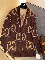 Gucci Reversible GG Mohair Wool Cardigan Beige Brown - 2