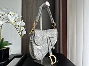 Dior Saddle Bag Gray Toile de Jouy Embroidery 25.5x20x6.5cm - 3