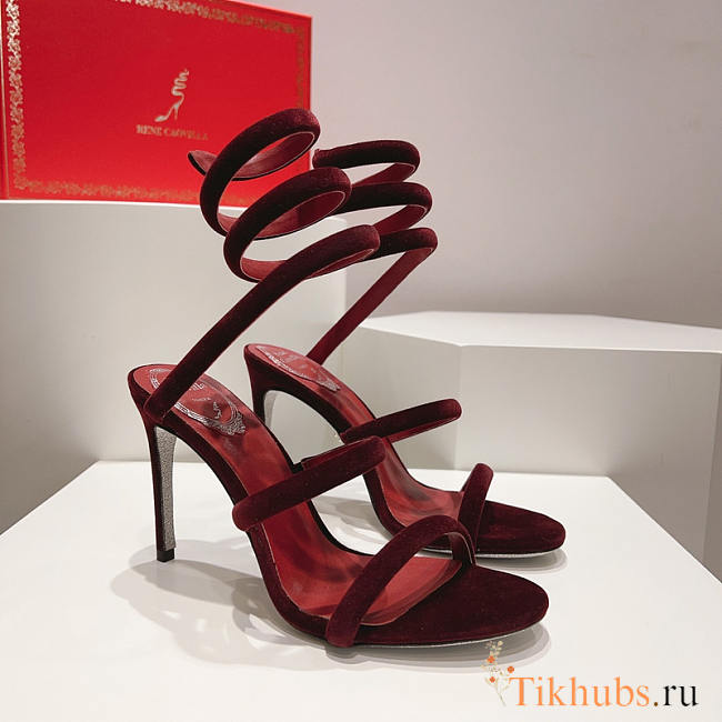 Rene Caovilla Cleo Ankle Strap Heel Sandals Red 10cm - 1