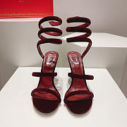 Rene Caovilla Cleo Ankle Strap Heel Sandals Red 10cm - 5