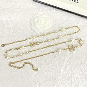 Chanel Metal Resin Pearl Star CC Necklace Gold - 2