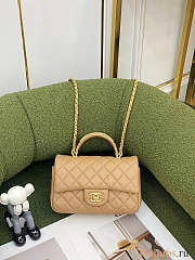 Chanel Small Top Handle Lambskin Beige Gold HW 20x12x6cm - 4