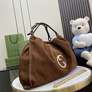 Gucci Blondie Large Tote Bag Brown Suede 52x35x9cm - 5