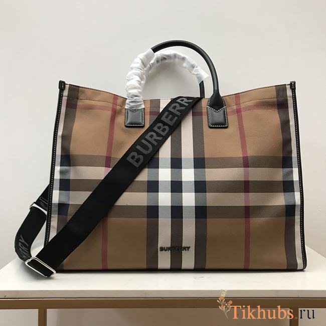 Burberry Cotton Canvas Vintage Check Tote Bag 45 x 20 x 35cm - 1