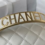 Chanel Boy Bag With Handle Caviar Gold White 20x12x7cm - 5