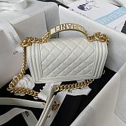 Chanel Boy Bag With Handle Caviar Gold White 20x12x7cm - 4